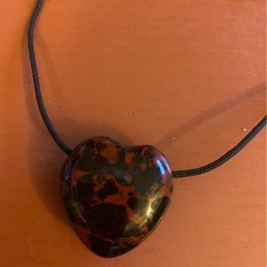 Mahogany Obsidian heart shape necklace on cord. $2
